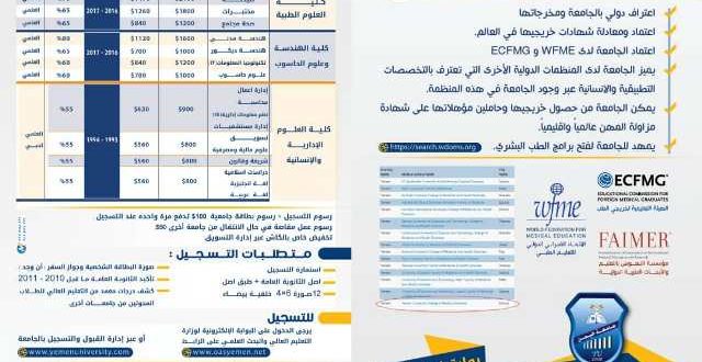 جامعة اليمن تعلن نسب القبول بمختلف التخصصات