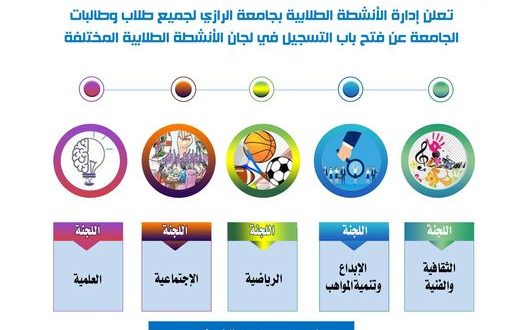 فتح باب التسجيل للأنشطة الطلابية بجامعة الرازي