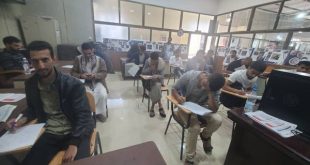 جامعة الناصر طلاب الهندسة المدنية ينفذون الاختبار النهائي في قاعة المختبر المركزي بمؤسسة الطرق والجسور